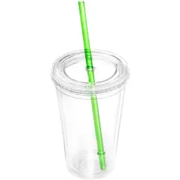 Malibu Double-Wall Frosted Straw Tumbler Lime Green Unbranded